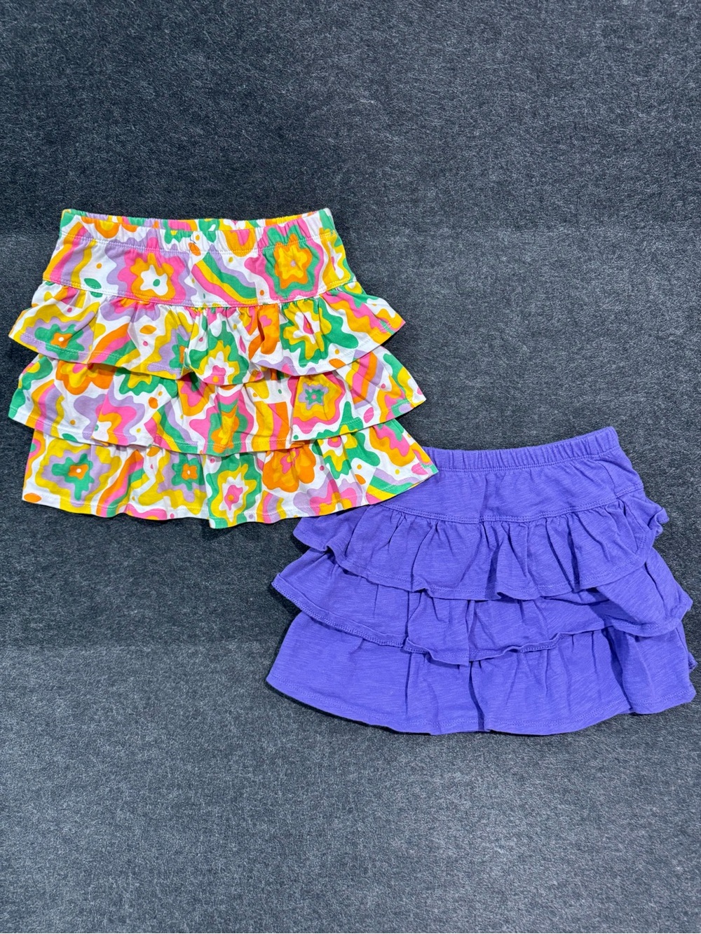 Girls Ruffle Skorts - Purple & Colorful Floral Print